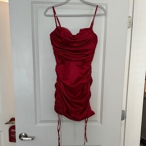 Oh Polly Elegant Red Ruched Dress